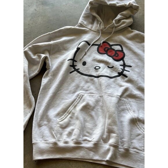 Hello Kitty Women’s Sz Large Sweater Hoodie Sanrio White Wink Hello Kitty - Picture 3 of 14